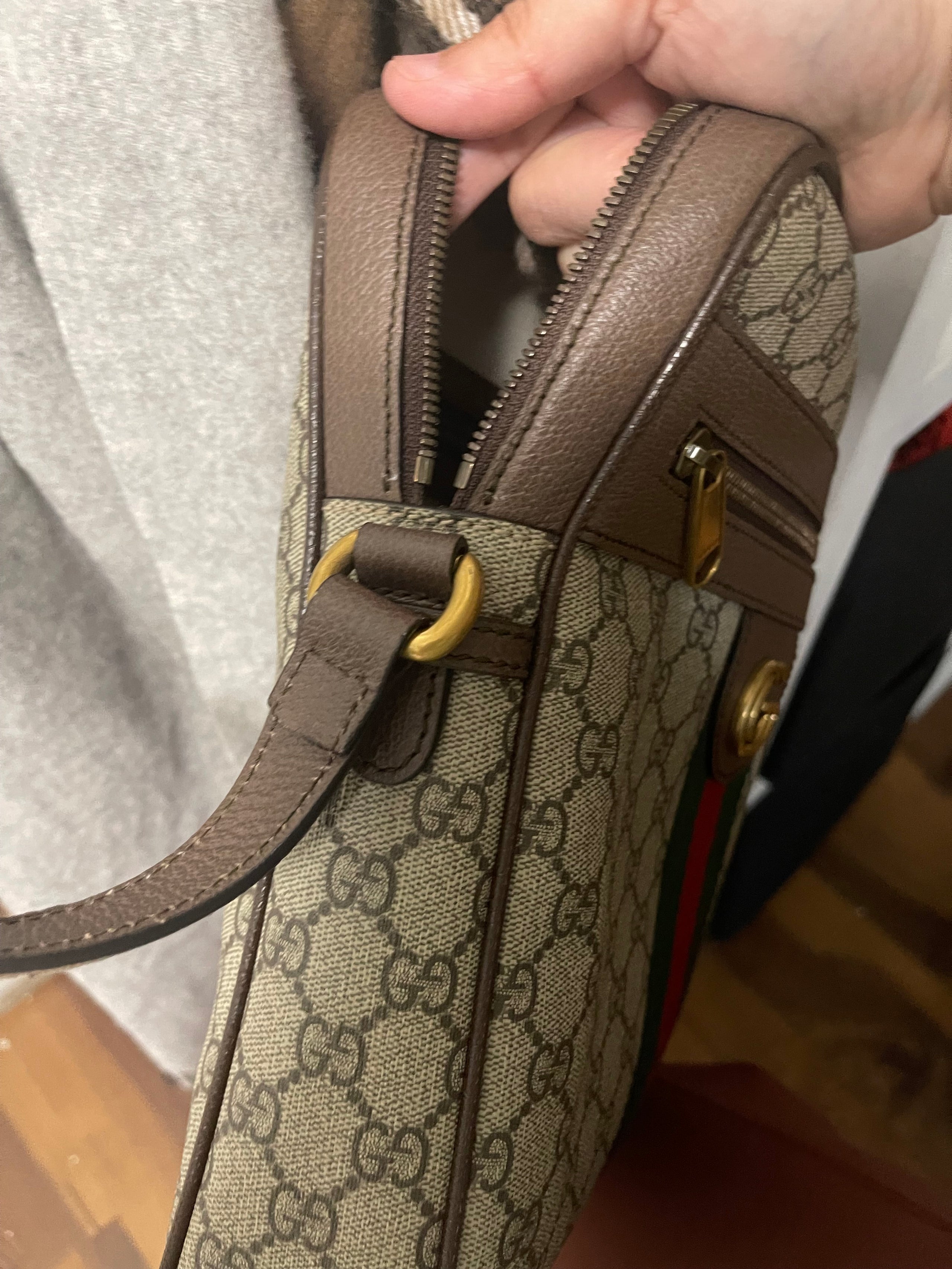Gucci GG Supreme Monogram Web Medium Ophidia Messenger Bag Brown Jasluxuryboutique