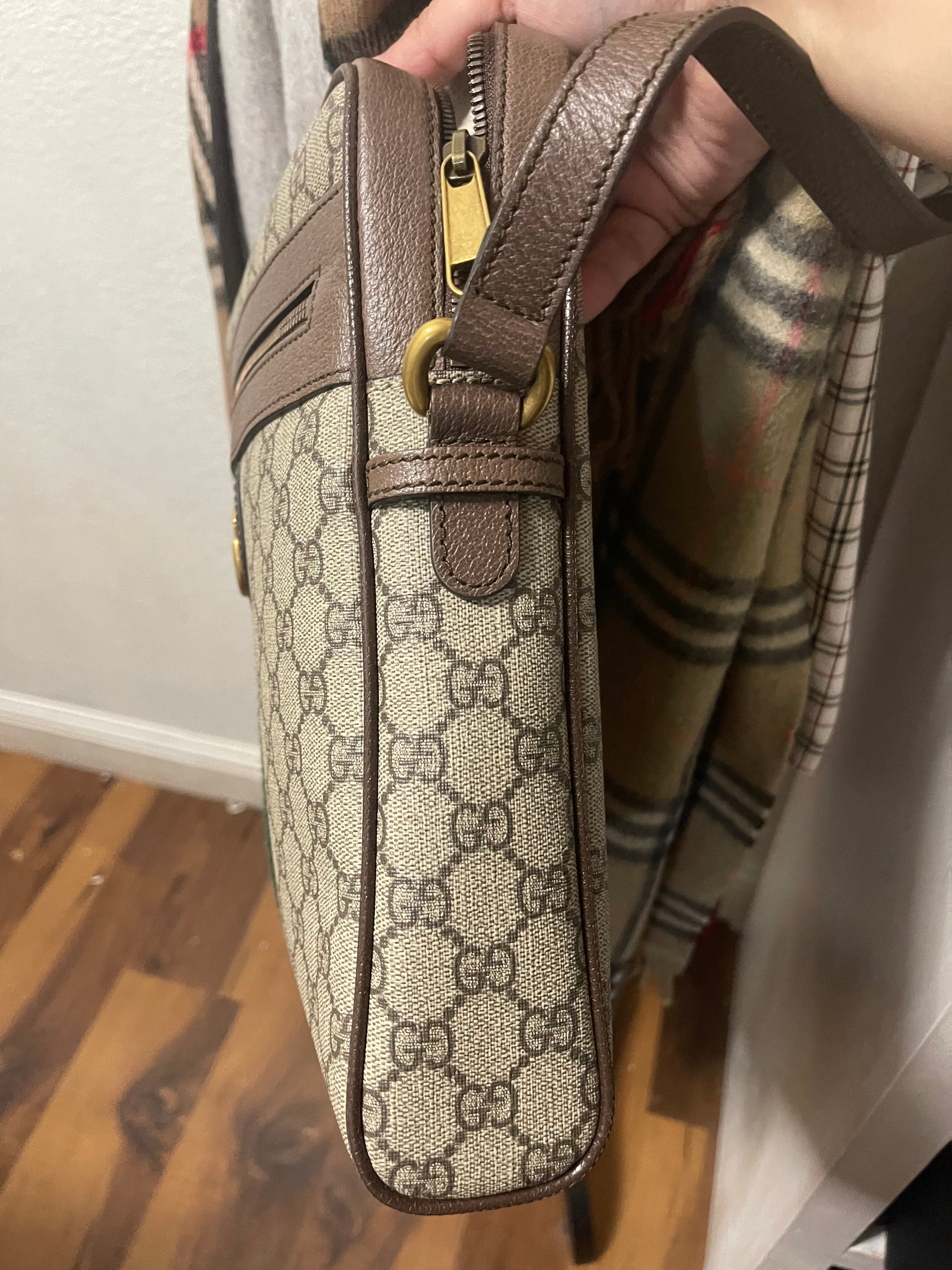 Gucci GG Supreme Monogram Web Medium Ophidia Messenger Bag Brown Jasluxuryboutique